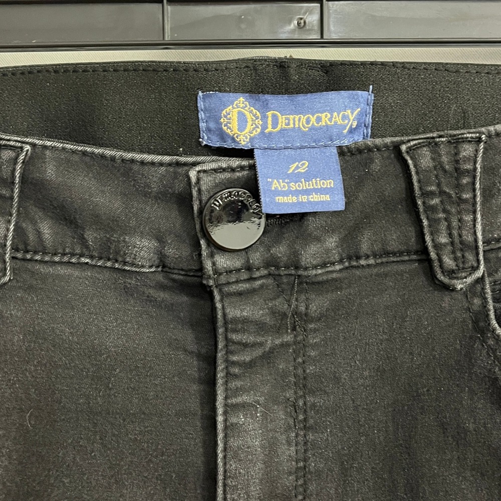 Democracy‎ Ab solution Jeans Women 12 Black Skinny Slimming Stretch Indie Sleaze - Picture 4 of 11